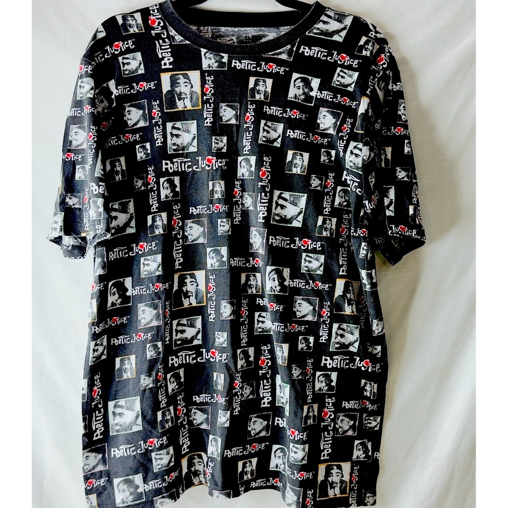 2pac Shirt Mens XL Black Poetic Justice Tupac Classic Casual Shirt TV